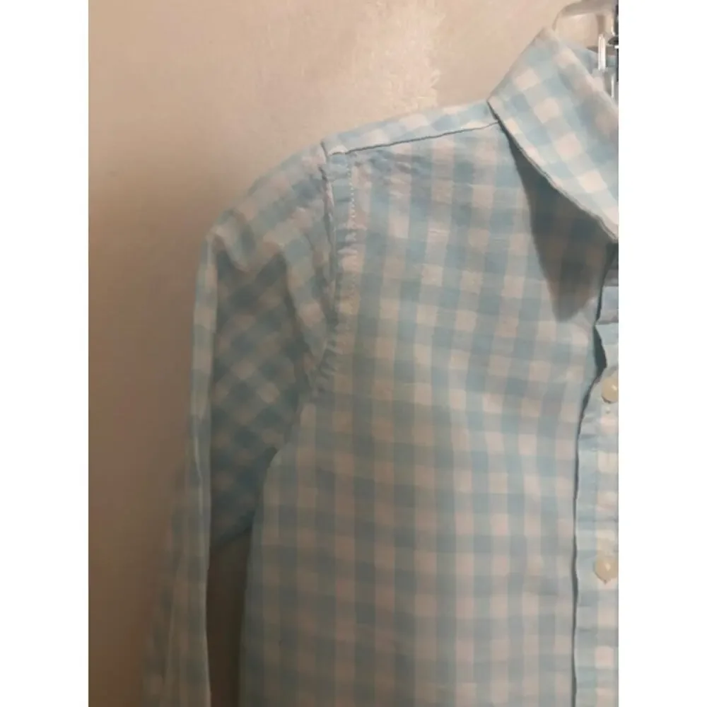 Janie & Jack Button Down Shirt Linen Cotton Blend Checker Print Preppy 2T New